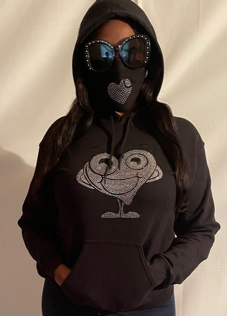 Unisex blinged out heart hoodie.